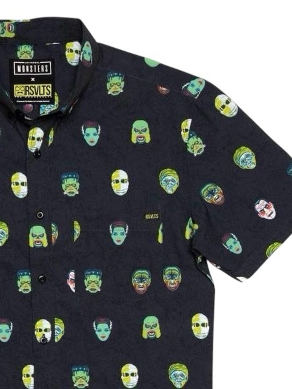 RSVLTS Universal Monsters Short Sleeve Button-Down Large Shirt